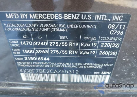 2012 Mercedes-Benz Gl 450 4Matic z USA, uszkodzony, nr VIN 4JGBF7BE2CA765312